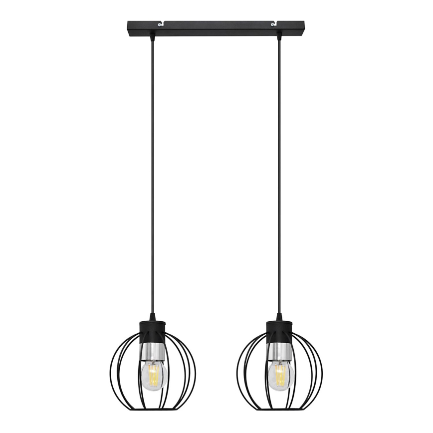 Hängeleuchte an Schnur STARLIGHT 2xE27/15W/230V schwarz/silbern