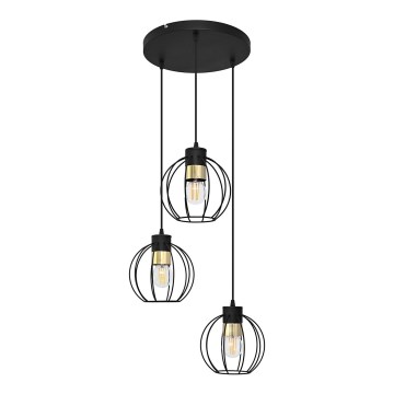 Hängeleuchte an Schnur STARLIGHT 3xE27/15W/230V schwarz/golden