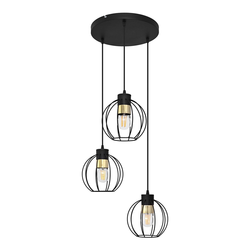 Hängeleuchte an Schnur STARLIGHT 3xE27/15W/230V schwarz/golden