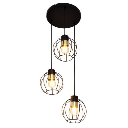 Hängeleuchte an Schnur STARLIGHT 3xE27/15W/230V schwarz/golden