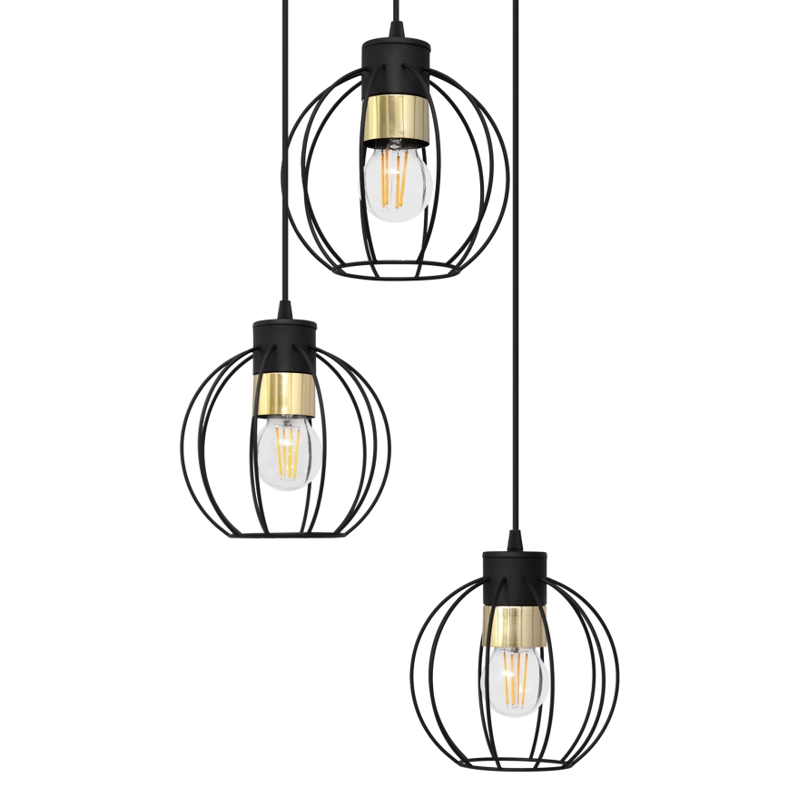 Hängeleuchte an Schnur STARLIGHT 3xE27/15W/230V schwarz/golden