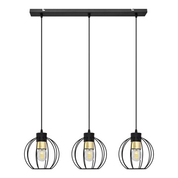 Hängeleuchte an Schnur STARLIGHT 3xE27/15W/230V schwarz/golden