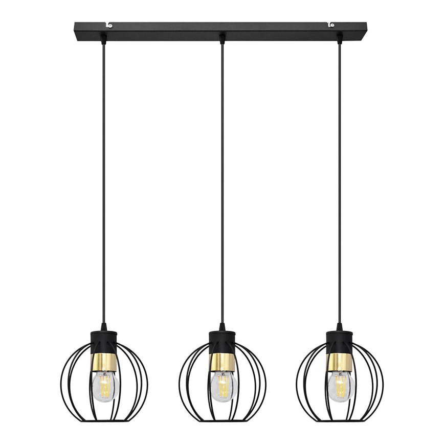 Hängeleuchte an Schnur STARLIGHT 3xE27/15W/230V schwarz/golden