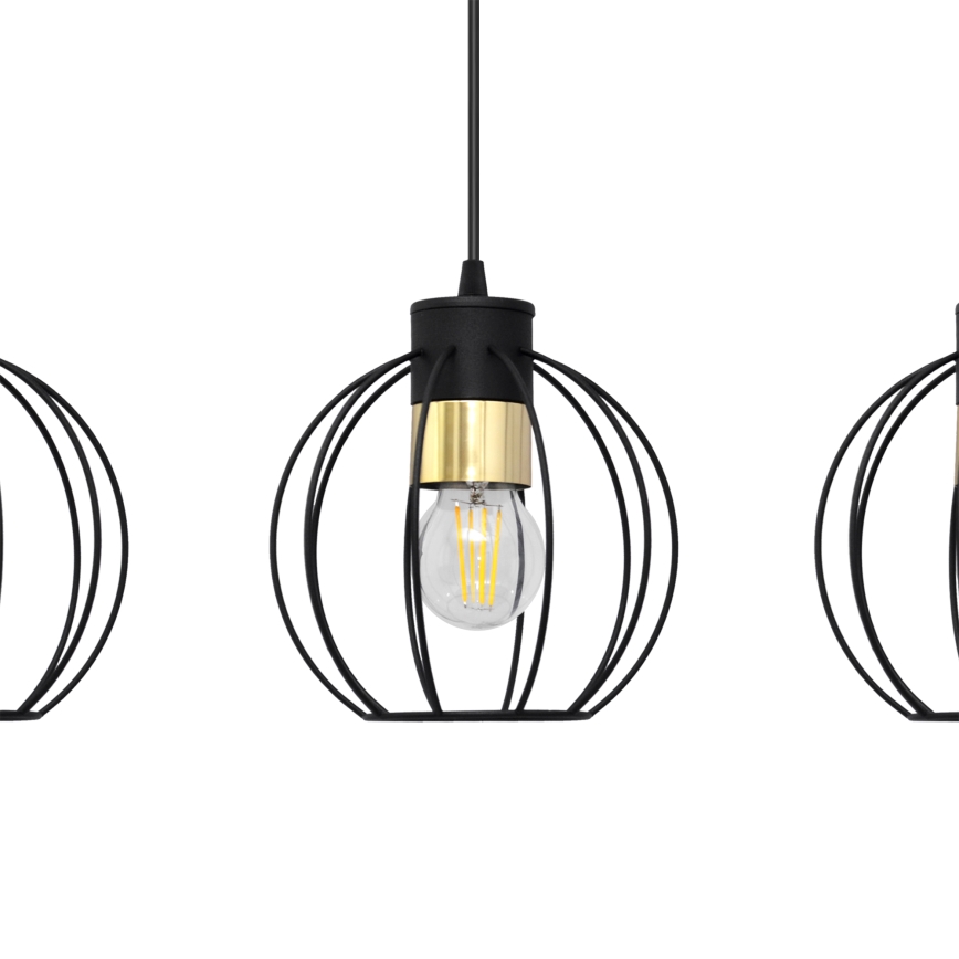 Hängeleuchte an Schnur STARLIGHT 3xE27/15W/230V schwarz/golden