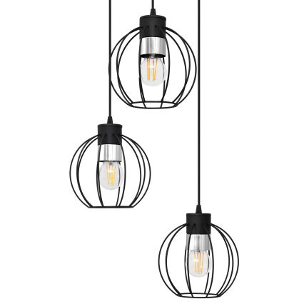 Hängeleuchte an Schnur STARLIGHT 3xE27/15W/230V schwarz/silbern