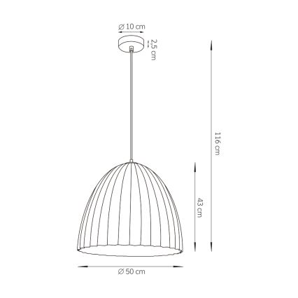 Hängeleuchte an Schnur TELMA 1xE27/60W/230V d 50 cm braun/golden