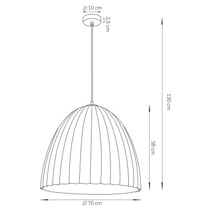 Hängeleuchte an Schnur TELMA 1xE27/60W/230V d 70 cm braun/golden