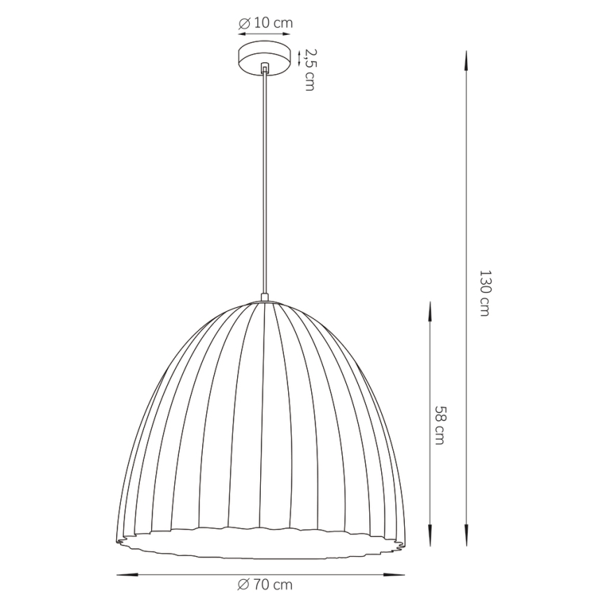 Hängeleuchte an Schnur TELMA 1xE27/60W/230V d 70 cm braun/golden