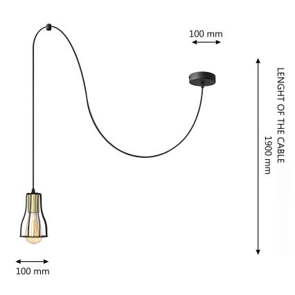 Hängeleuchte an Schnur TUBE 1xE27/15W/230V schwarz/golden