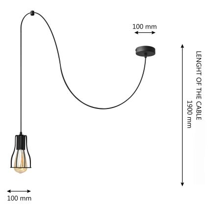 Hängeleuchte an Schnur TUBE 1xE27/15W/230V schwarz