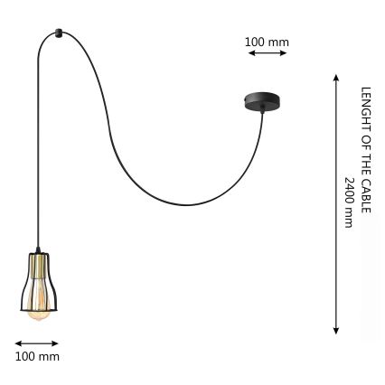 Hängeleuchte an Schnur TUBE LONG 1xE27/15W/230V schwarz/golden