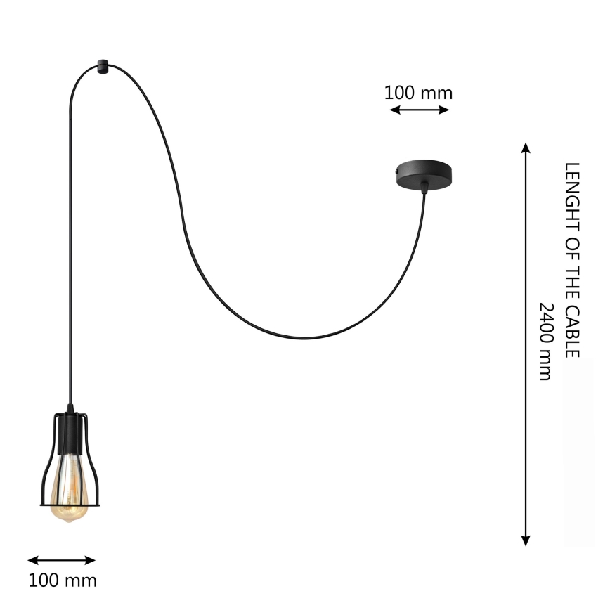 Hängeleuchte an Schnur TUBE LONG 1xE27/15W/230V schwarz