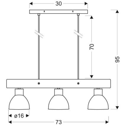 Hängeleuchte an Schnur VARIO 3xE27/60W/230V Birke