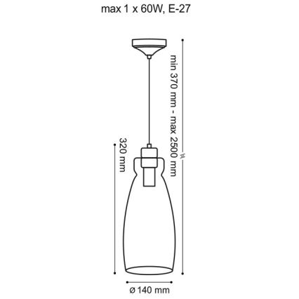 Hängeleuchte an Schnur VETRO 1xE27/60W/230V Buche