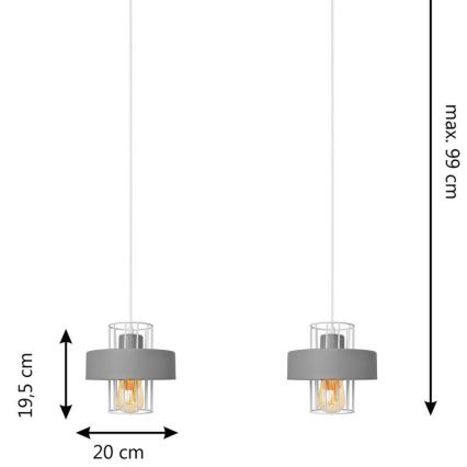 Hängeleuchte an Schnur VOLTA 2xE27/15W/230V grau