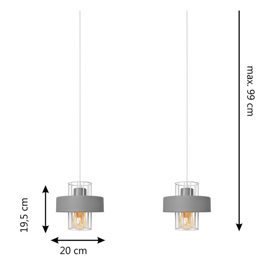 Hängeleuchte an Schnur VOLTA 2xE27/15W/230V grau
