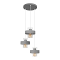 Hängeleuchte an Schnur VOLTA 3xE27/15W/230V Durchmesser 42 cm grau