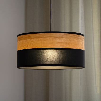 Hängeleuchte an Stahlseil ALBA, 1x E27/15 W/230 V, Ø 40 cm, schwarz/braun