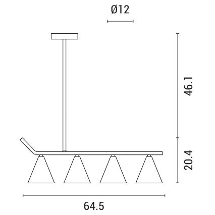 Hängeleuchte an Stange 4xΕ27/40W/230V schwarz