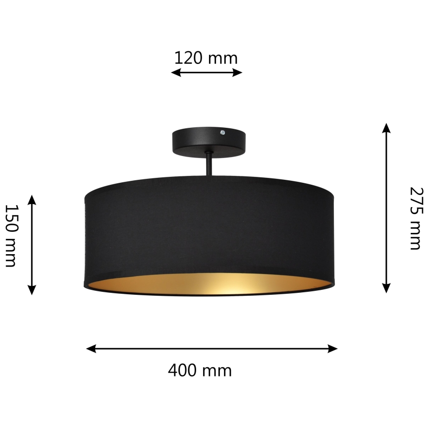 Hängeleuchte an Stange ALBA 3xE27/15W/230V schwarz/golden