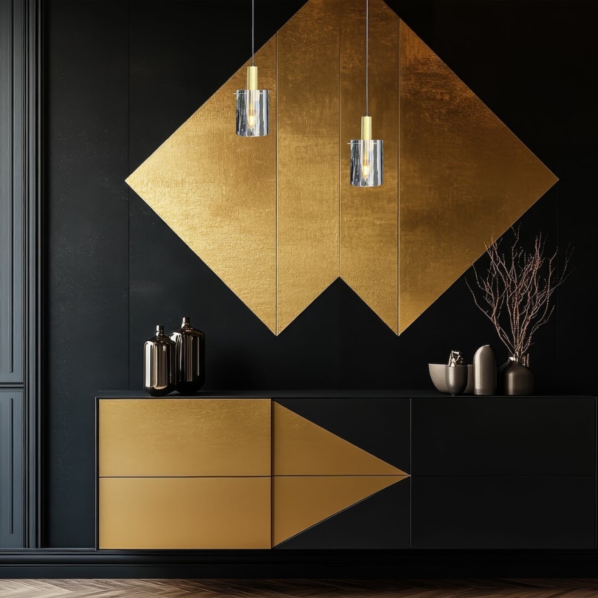 Hängeleuchte ARCADIA 1xE27/60W/230V d 13 cm golden/rauchig