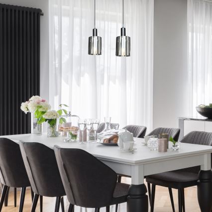 Hängeleuchte ARCADIA 1xE27/60W/230V d 13 cm schwarz/rauchig