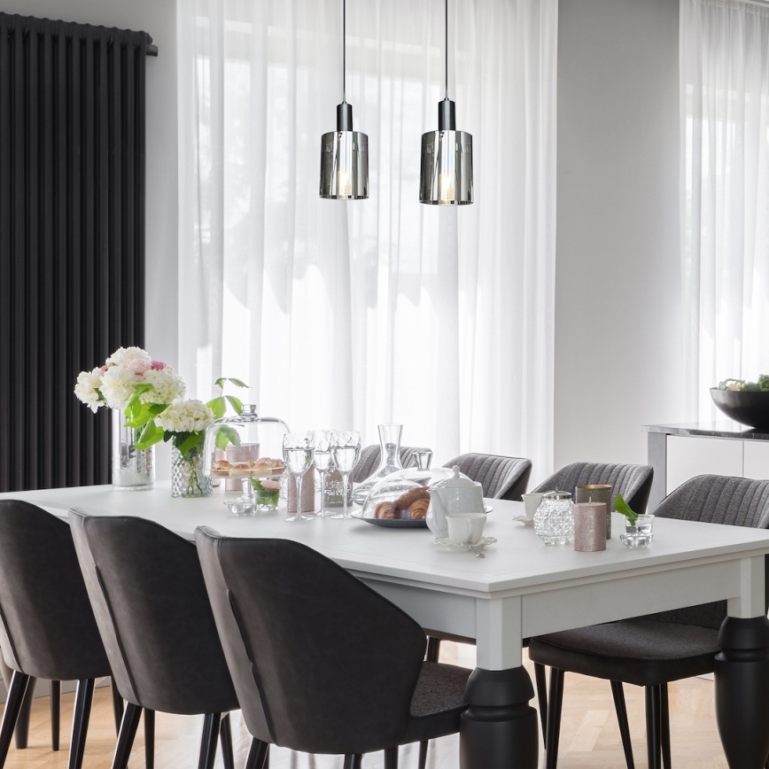 Hängeleuchte ARCADIA 1xE27/60W/230V d 13 cm schwarz/rauchig