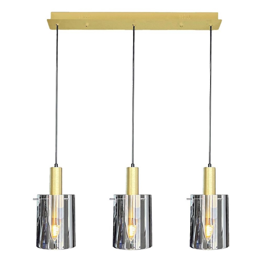 Hängeleuchte ARCADIA 3xE27/60W/230V golden/rauchig