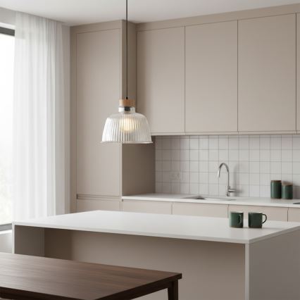 Hängeleuchte ASTA an Kabel, 1×E27/60W/230V, Ø 28 cm, Eiche