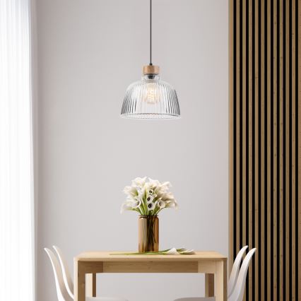 Hängeleuchte ASTA an Kabel, 1×E27/60W/230V, Ø 28 cm, Eiche