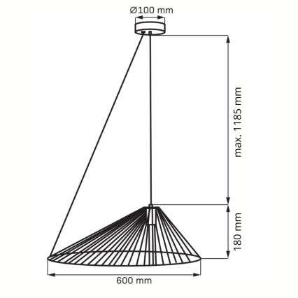 Hängeleuchte AURORA 1xE27/20W/230V d 60 cm schwarz