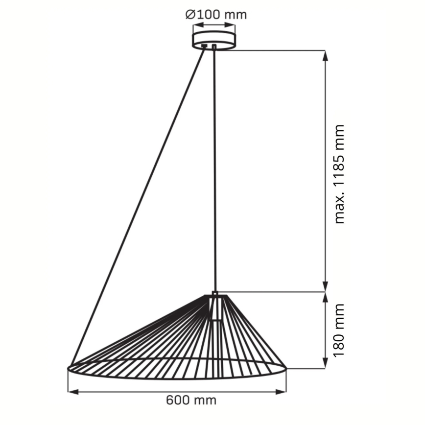 Hängeleuchte AURORA 1xE27/20W/230V d 60 cm schwarz