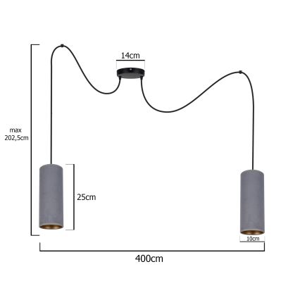 Hängeleuchte AVALO 2xE27/60W/230V Spinne grau