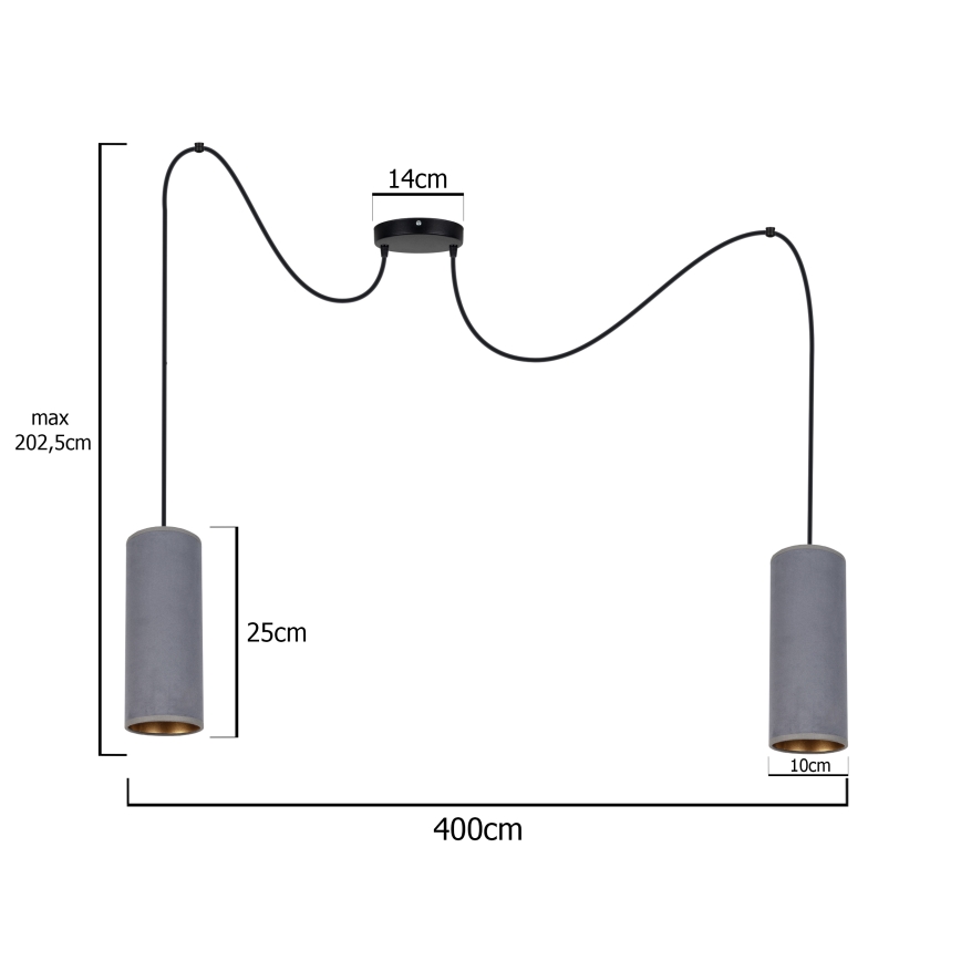 Hängeleuchte AVALO 2xE27/60W/230V Spinne grau