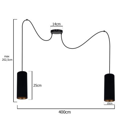 Hängeleuchte AVALO 2xE27/60W/230V Spinne schwarz