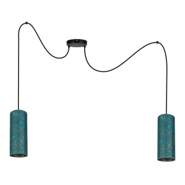 Hängeleuchte AVALO 2xE27/60W/230V Spinne türkisfarben/golden