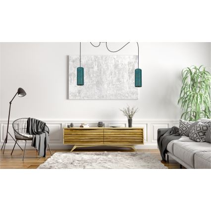 Hängeleuchte AVALO 2xE27/60W/230V Spinne türkisfarben/golden