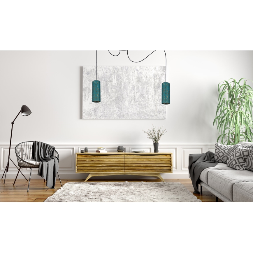 Hängeleuchte AVALO 2xE27/60W/230V Spinne türkisfarben/golden