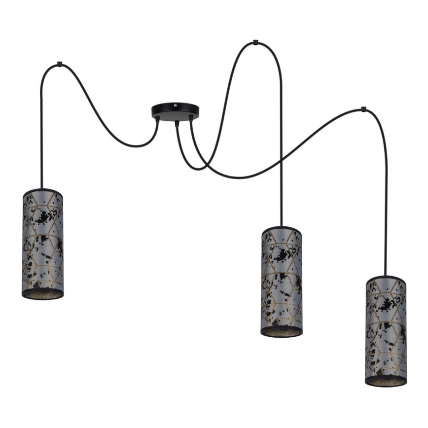 Hängeleuchte AVALO 3xE27/60W/230V Spinne grau/schwarz