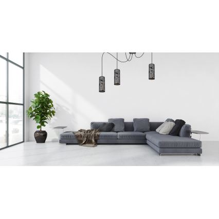 Hängeleuchte AVALO 3xE27/60W/230V Spinne grau/schwarz