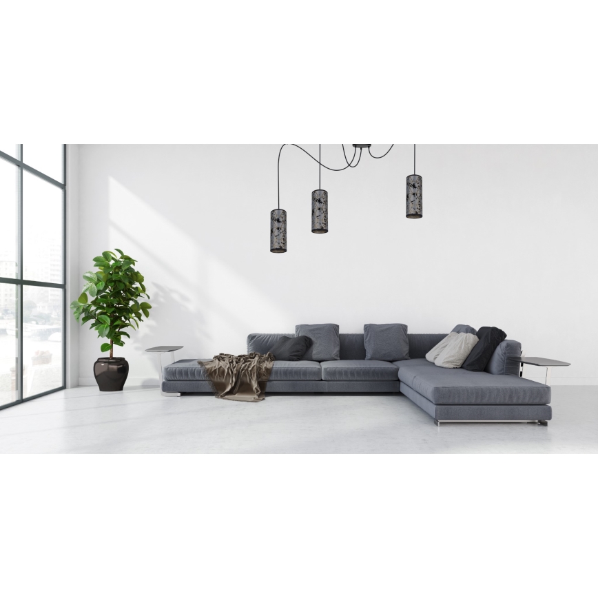 Hängeleuchte AVALO 3xE27/60W/230V Spinne grau/schwarz