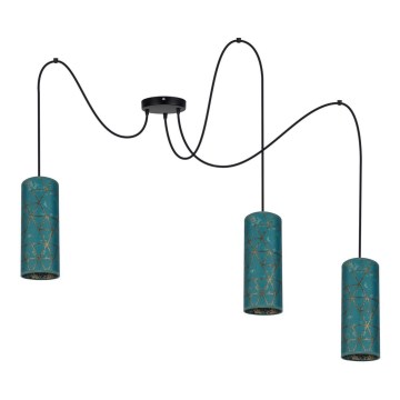Hängeleuchte AVALO 3xE27/60W/230V Spinne türkisfarben/golden