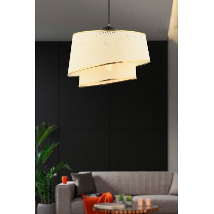 Hängeleuchte BARETTE mit Kabel 1xE27/60W/230V cremefarben/gold