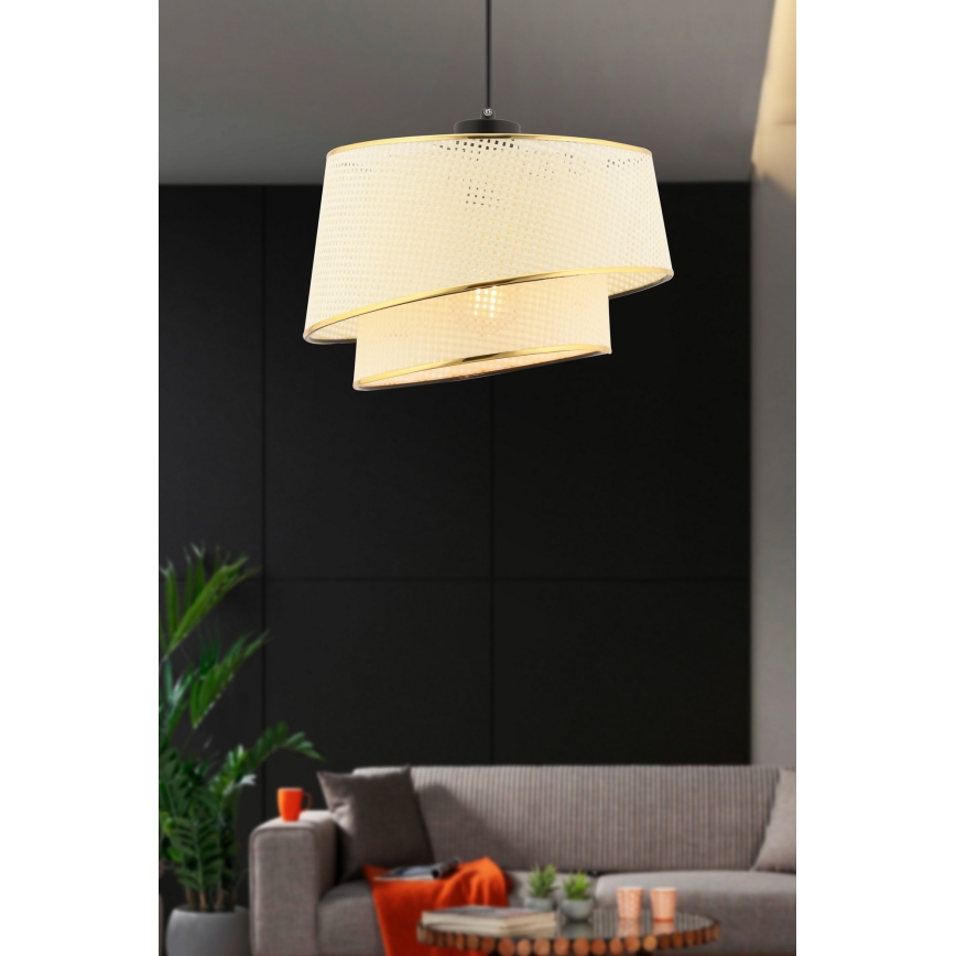 Hängeleuchte BARETTE mit Kabel 1xE27/60W/230V cremefarben/gold