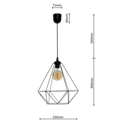 Hängeleuchte BASKET 1xE27/60W/230V schwarz