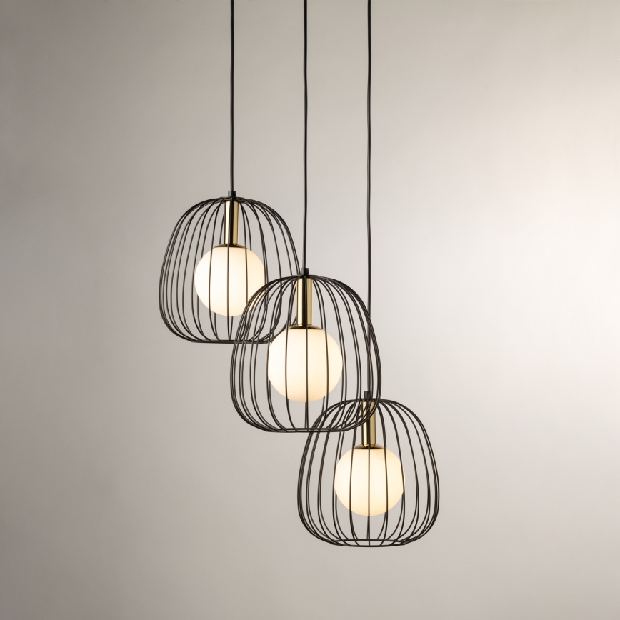 Hängeleuchte BELL 3xG9/12W/230V schwarz/golden