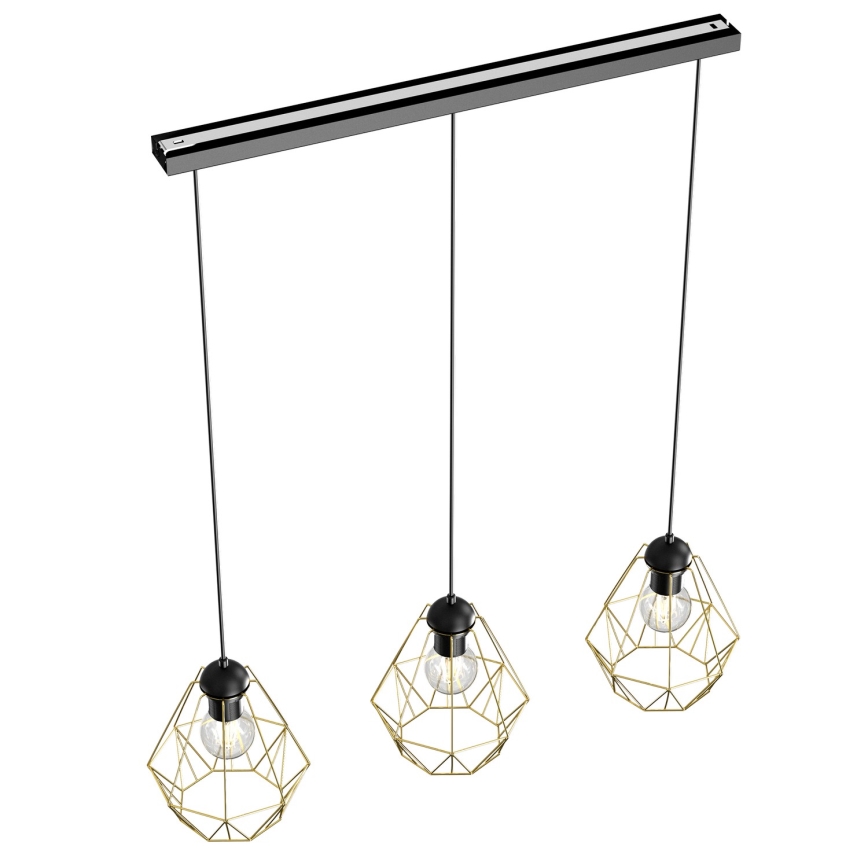 Hängeleuchte BERGEN 3xE27/60W/230V schwarz/gold