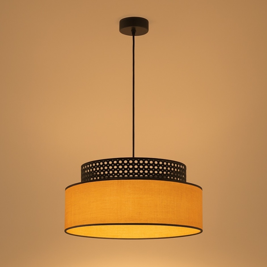 Hängeleuchte BOHO 1xE27/60W/230V d 40 cm schwarz/Rattan