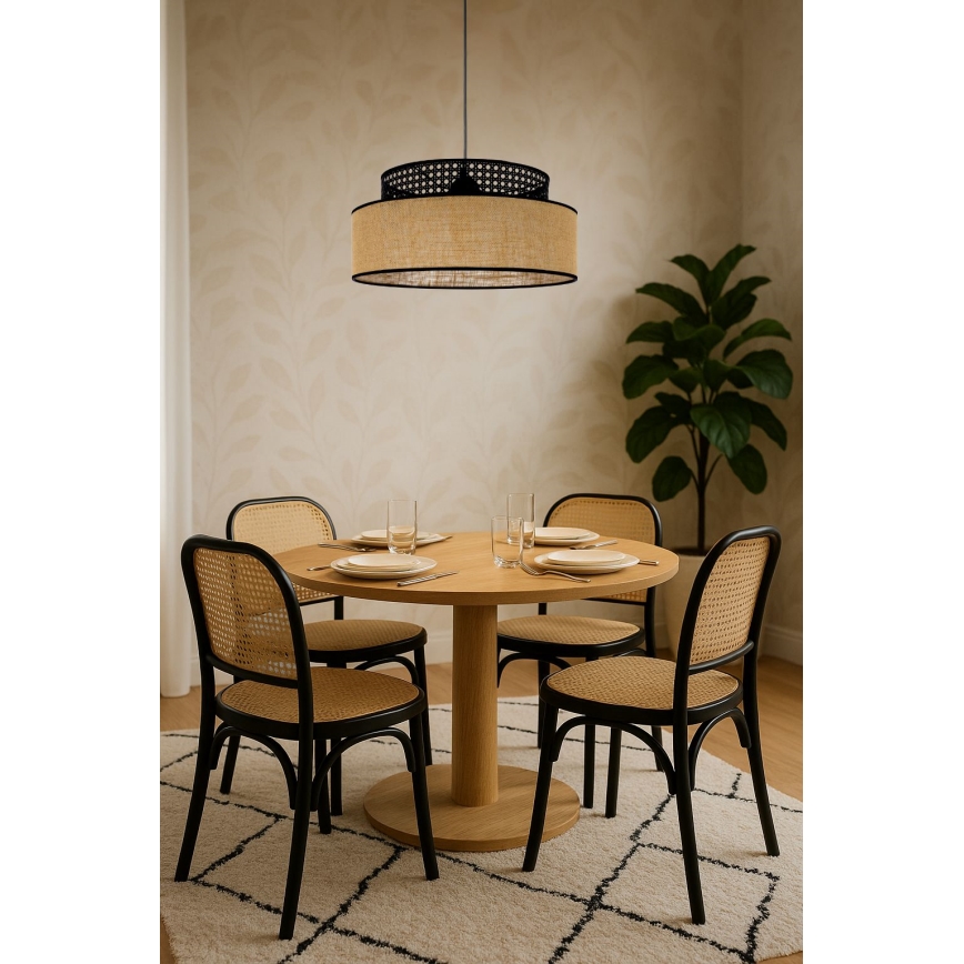 Hängeleuchte BOHO 1xE27/60W/230V d 40 cm schwarz/Rattan