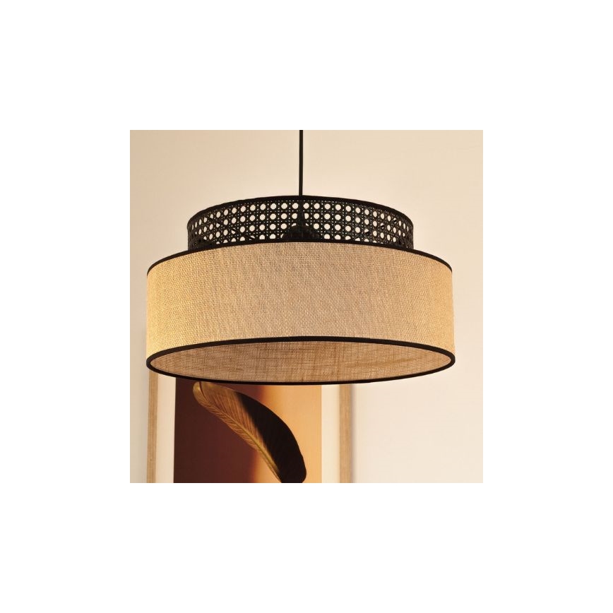 Hängeleuchte BOHO 1xE27/60W/230V d 40 cm schwarz/Rattan